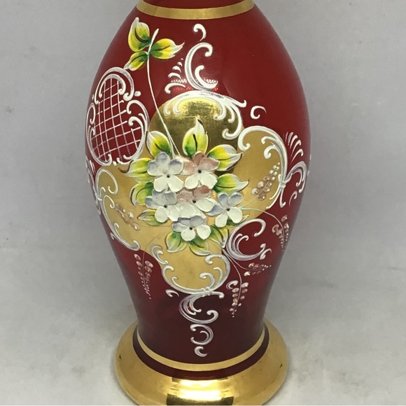 Vintage Mid Century 12.5in Bohemian Glass Handpainted Decanter *RARE* - Picture 3 of 6